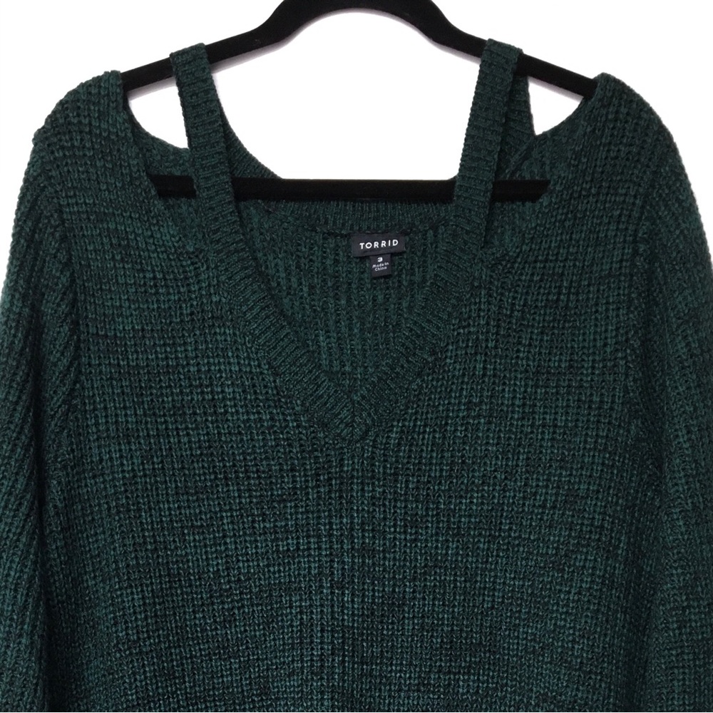 Torrid Marled Pullover Split Neck V Neck Knit Swe… - image 3